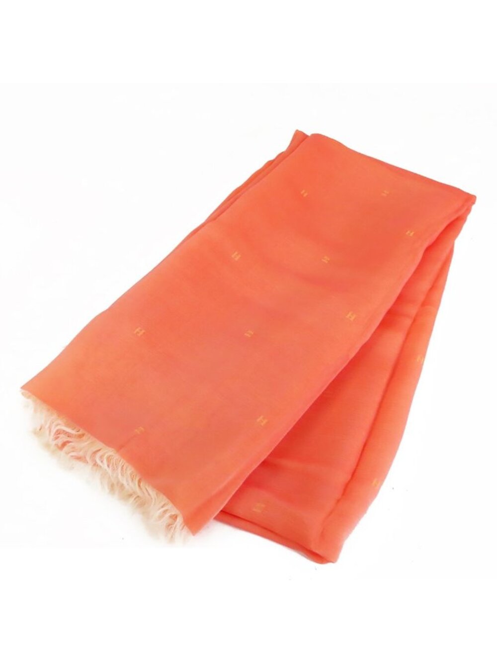 Hermes Muslin Shawl Orange Silk Scarf - Picture 2 of 9